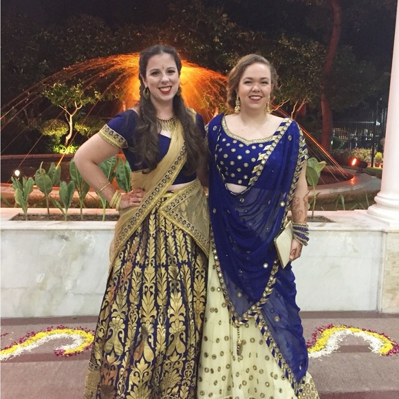 Elegant Navy and Gold Lehnga - Picture 2 of 3